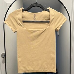 Aura Light Yellow Square Neck Tee